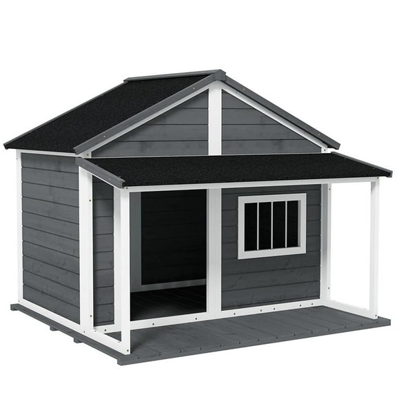 YYAo Doghouse, Puppy Shelter,Outdoor Cabin Style Dog House, Medium Dogs, 53 lbs. , Gray