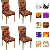 Halloween Chair Covers for Dining Room Set of 4, Halloween Stretch Dining Chair Cover 4 Pieces, Washable Kitchen Parsons Chair Slipcovers 4 Pack, Removable Seat Protector for Halloween Decor