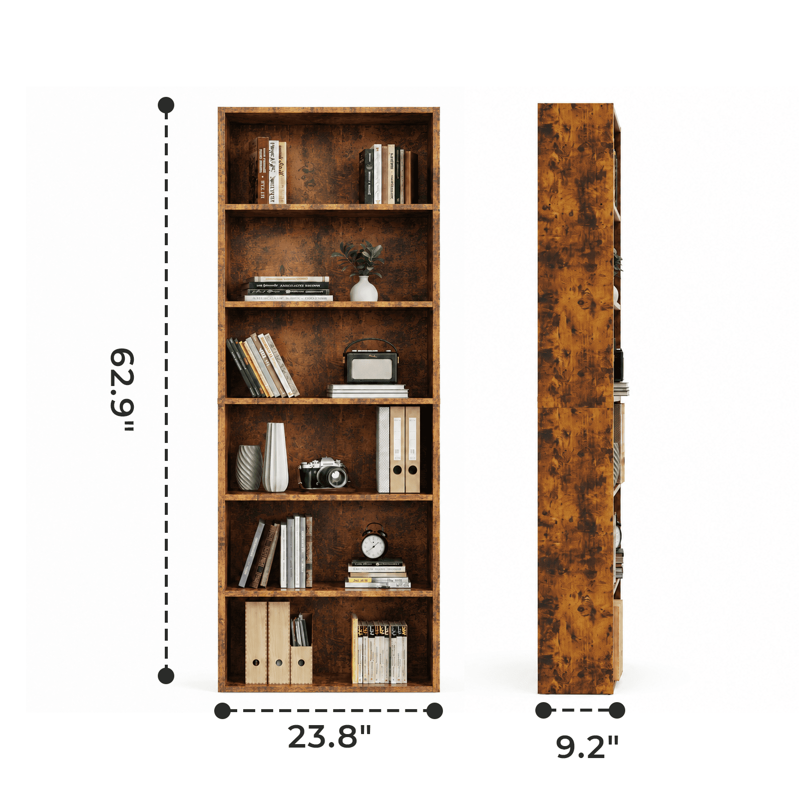 Alvantor 5-Tier /6-Tier Industrial Bookshelves and Bookcases, Tall Floor Standing Open Storage Shelf for Home Office, Living Room, Bed Room