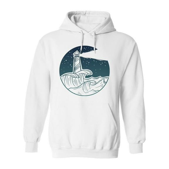 Lighthouse And Waves Design Hoodie Men -Image by Shutterstock, Male 3X-Large
