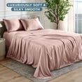 thumbnail image 5 of Bare Home Luxury Poly Satin Sheet Set for Hair and Skin, 15” Deep Pockets, Queen, Blush, 5 of 10