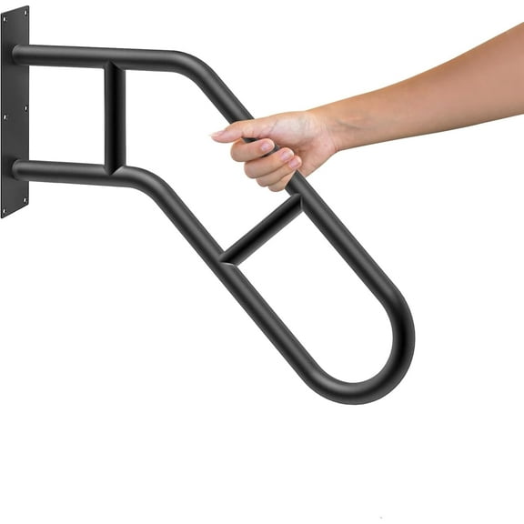 Handrails for Outdoor Steps, 28" Step Grab Bar for Outdoor, Step Railing, Garage Railing with Matte Finished, U Shaped Handrail Wall Mount, Exterior Handrails 1-2 Steps, Black