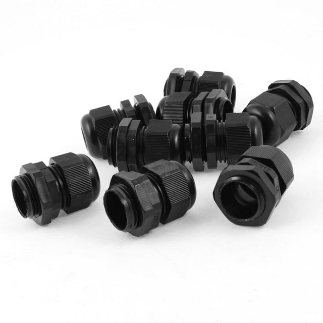 9 Piezas de Conectores de Plástico Negro Impermeables, Glands de Cable M20 x 1.5