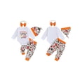 thumbnail image 3 of Qtinghua Newborn Baby Girl Thanksgiving Outfit Everyone Is Thankful For Me Long Sleeve Romper Pants Set Headband Hat 4Pcs Set, 3 of 9