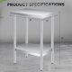 thumbnail image 3 of Qinaqin 12 x 24 Inches Stainless Steel Commercial Resistente Prep Mesa con Ajustable Undershelf para Outdoor Use en Restaurants cm de Alturaotels & Anchoorks, 3 of 7