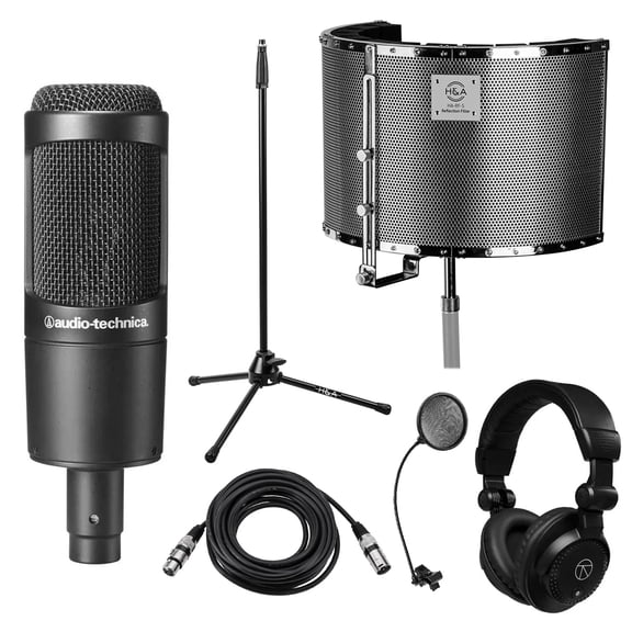 Audio-Technica AT2035 Cardioid Condenser Side-Address Microphone, with Vocal Recording Setup Kit