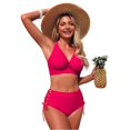 thumbnail image 6 of QURATI Swimwear Bikini Sets for Women High Waist Summer Beach Swim Bathing Suits V Neck 2 Piece Swimsuit Hot Pink M, 6 of 6