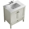 thumbnail image 3 of Simpli Home Chelsea 30" Quartz Faux Marble Top Bathroom Vanity in Soft White, 3 of 8