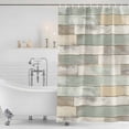 thumbnail image 4 of Beige Light Green Waterproof Fabric Shower Curtain, Farmhouse Wooden Striped Waterproof Fabric Shower Curtain for Bathroom Curtains Bathtubs Hotel Washable Shower Curtains with 12 Hooks Stall 48x72in, 4 of 8