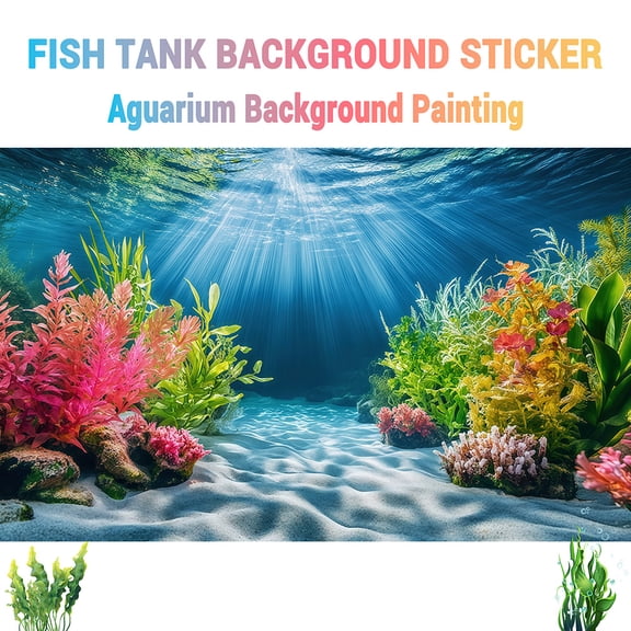 Sunshine Colorful Water Plants, Fish Tank Background Painting, Aquarium Landscape Wallpaper, Front Self-Adhesive HD PVC Removable 2D Flat Sticker