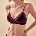 thumbnail image 5 of Full-Coverage Wirefree Bra Women Pullover Bra Feature V-Neck Longline Bra Style W-779 Wine L, 5 of 7