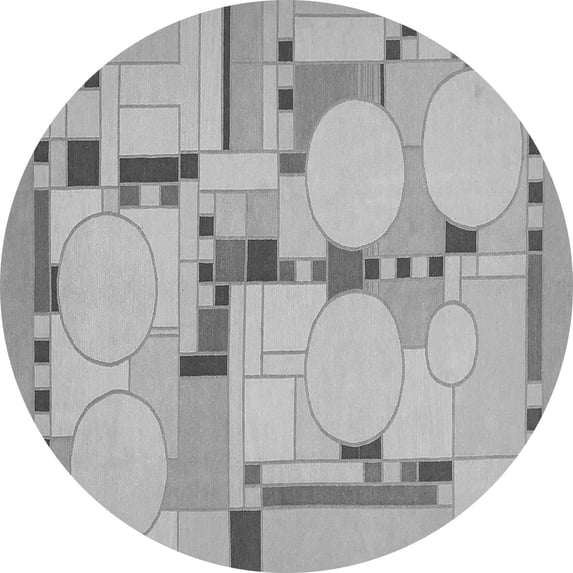Ahgly Company Indoor Round Abstract Gray Modern Area Rugs, 5' Round