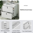 thumbnail image 7 of 30" Fluted Design Bathroom Organizer, Space-Saving Freestanding Cabinet with Soft Close Drawers, Retro Bathroom Vanity with Ceramic Sink for Bathroom Storage, White, 7 of 7