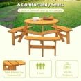 thumbnail image 3 of Danolapsi 6-Person/8-Person Circular Outdoor Wooden Table Picnic Table Set For Patio Backyard Garden With 3/4 Long Benches, 3 of 6