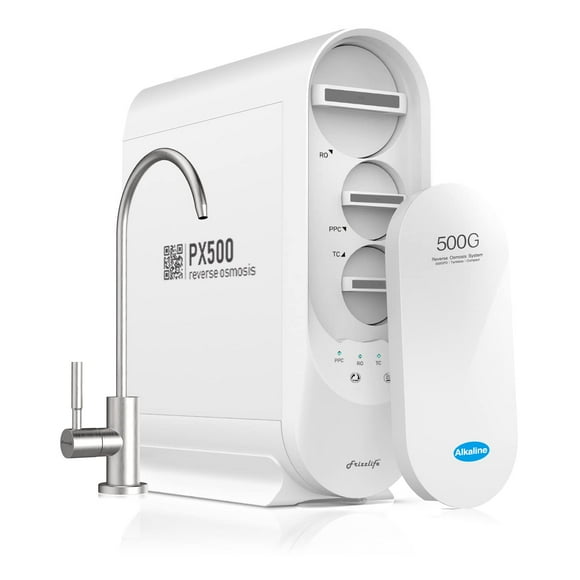 PX500-A Under Sink Tankless Reverse Osmosis Water Filtration System, 500 Gallons Per Day, Remineralizes Water, Easy DIY Installation, Low Maintenance