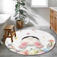 thumbnail image 3 of Round Rugs 3.3Ft, Easter Round Area Rug Washable Indoor Throw Carpet, Spring Rabbit Feet Eggs Botanical Blooms Flowers Soft Non Slip Circle Rug for Laundry Room Patio Home Decor Aesthetic, 3 of 8