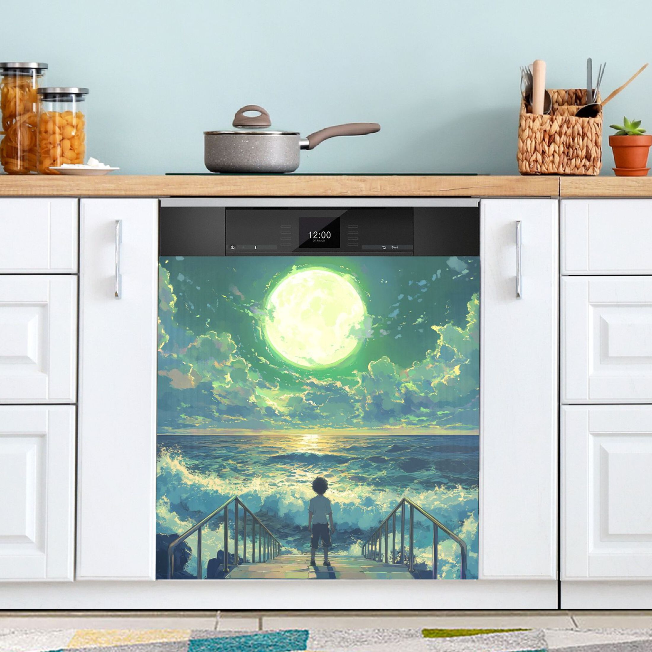 Dishwasher Magnetic Sticker 23x26 Inch Refrigerator Magnetic Sticker Washing Machine Magnetic Sticker Kitchen Panel Magnetic Sticker Home Decor Appreciate The Moon