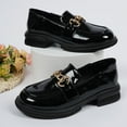 FLTHDD Women‘s Stylish Solid Color Loafers Metallic Chain Decor