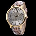 thumbnail image 3 of Reloj con correa de PU con estampado floral para mujer Reloj de pulsera de cuarzo de aleación con esfera grande (marrón), 3 of 3