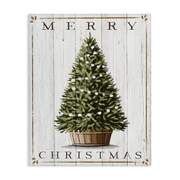 Stupell Industries Cottage Merry Christmas Country Tree Canvas Art, 16 x 20, by Elizabeth Tyndall