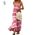 thumbnail image 1 of Robe Maxi à Col en V Vêtements d'Été à Rayures Sans Manches Ample Grande Taille Robe Robe, Rose, P, 1 of 5