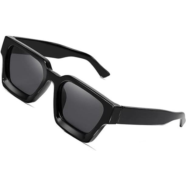 2 uds gafas de sol Retro grueso rectángulo grueso mujeres hombres moda estrecho cuadrado negro Tortie marco moda 90s gafas