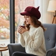 thumbnail image 3 of Jiibva New Beret Women Cute Cat Ear Octagonal Hats Women Newsboy Cap Beret Women Vintage Painter Winter Hats for Women Octagonal Caps, 3 of 7