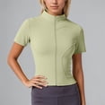 thumbnail image 2 of Womens Blouses Seamless Yoga High Stretch Fitness Running Gym Sports Business Casual Tops For Women,Green,3XL, 2 of 4