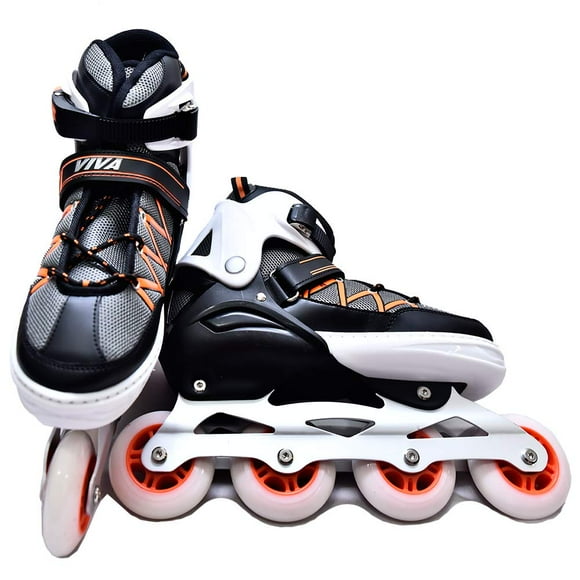 Viva Adjustable Inline Skates With Different Wheel Size Roller Inline Skates For All Boys And Girls (Medium (6-8 Uk), 80mm - Wheel Size) Balanced Frame For Power & Stability