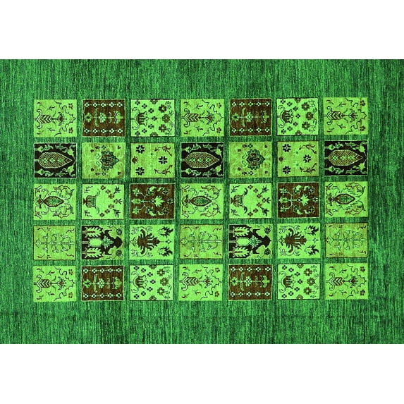 Ahgly Company Indoor Rectangle Abstract Green Modern Area Rugs, 2' x 4'
