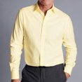 thumbnail image 5 of HISDERN Yellow Button Down Shirts for Men Casual Long Sleeve Shirt for Wedding & Business, 5 of 10