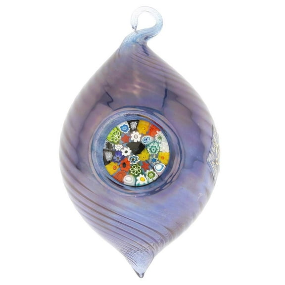 GlassOfVenice Murano Glass Christmas Ornament - Millefiori Blue
