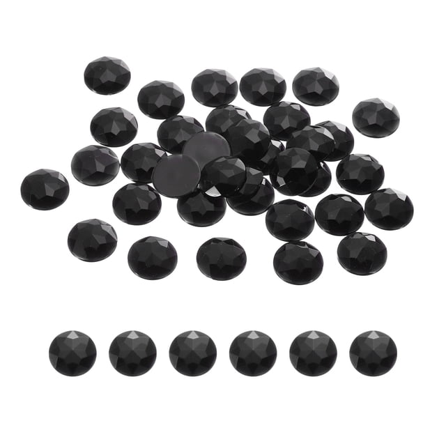 Uxcell 50Pcs Piedras de cristal redondas de respaldo plano 0.55" SS45 Cristales negros
