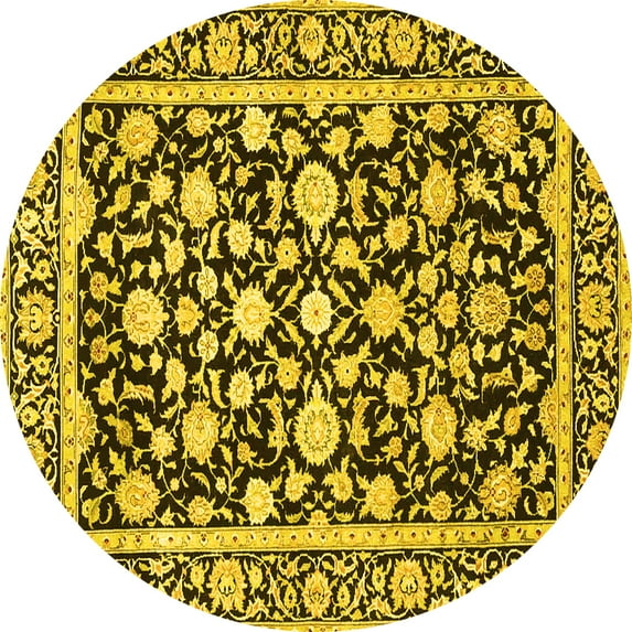 Ahgly Company Indoor Round Persian Yellow Traditional Area Rugs, 8' Round