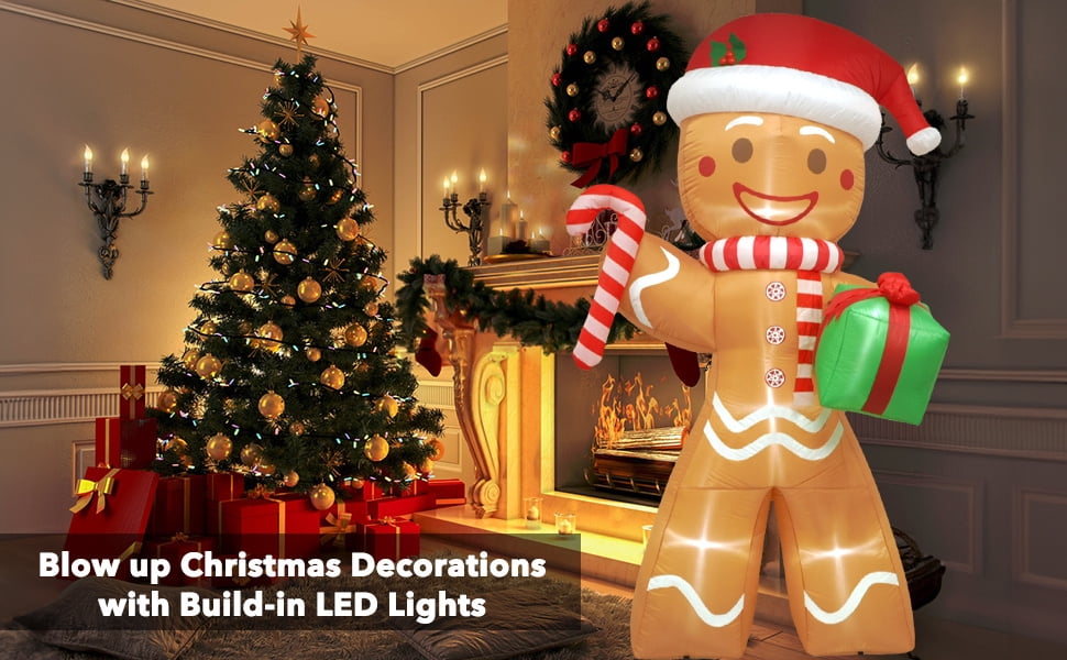 8.5FT Christmas Inflatables Gingerbread Man Outdoor Decorations, Blow up Christmas Yard Decorations with Build-in LED Lights, Weatherproof Holiday for Garden Patio Lawn Party Xmas Gifts
