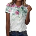 thumbnail image 2 of RT5YKing T-Shirts d'Été à Col Rond Imprimés pour Femmes Blouse à Manches Courtes Décontractée Hauts à Imprimé Floral pour Femmes, 2 of 6
