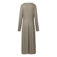 thumbnail image 3 of Women Fashion Solid Round Neck Waist Button Pocket Casual Long Sleeve Long Dress Button Front Dresses Summer Long Dresses Pocket Long Dress for Women Womens Midi Casual Dresses Summer Dresses Medium, 3 of 4