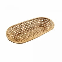 ACDANC Oval Rattan Bread Basket, Handmade Wicker Woven Baskets, Decorative Narrow Serving Storage Basket Bowl for Fruit, Food, Snack