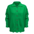 thumbnail image 7 of Womens Button Up Cardigan Sweaters Chunky Knit Long Sleeve Lapel Collared Tops Fall Winter Fashion Clothes Green L, 7 of 7