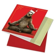 1 Christmas Card with Envelope - Santa Sloth Yoga CQ6255AXSG