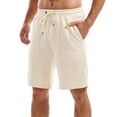 thumbnail image 2 of Xysaqa Men'S Shorts Mens Casual Cotton Athletic Shorts Soft Comfy Terry Cloth Pajama Lounge Sweat Shorts Mens Workout Gym Shorts Elastic Waist Bermuda Shorts With Multi Pockets Clearance Beige Xxl, 2 of 5