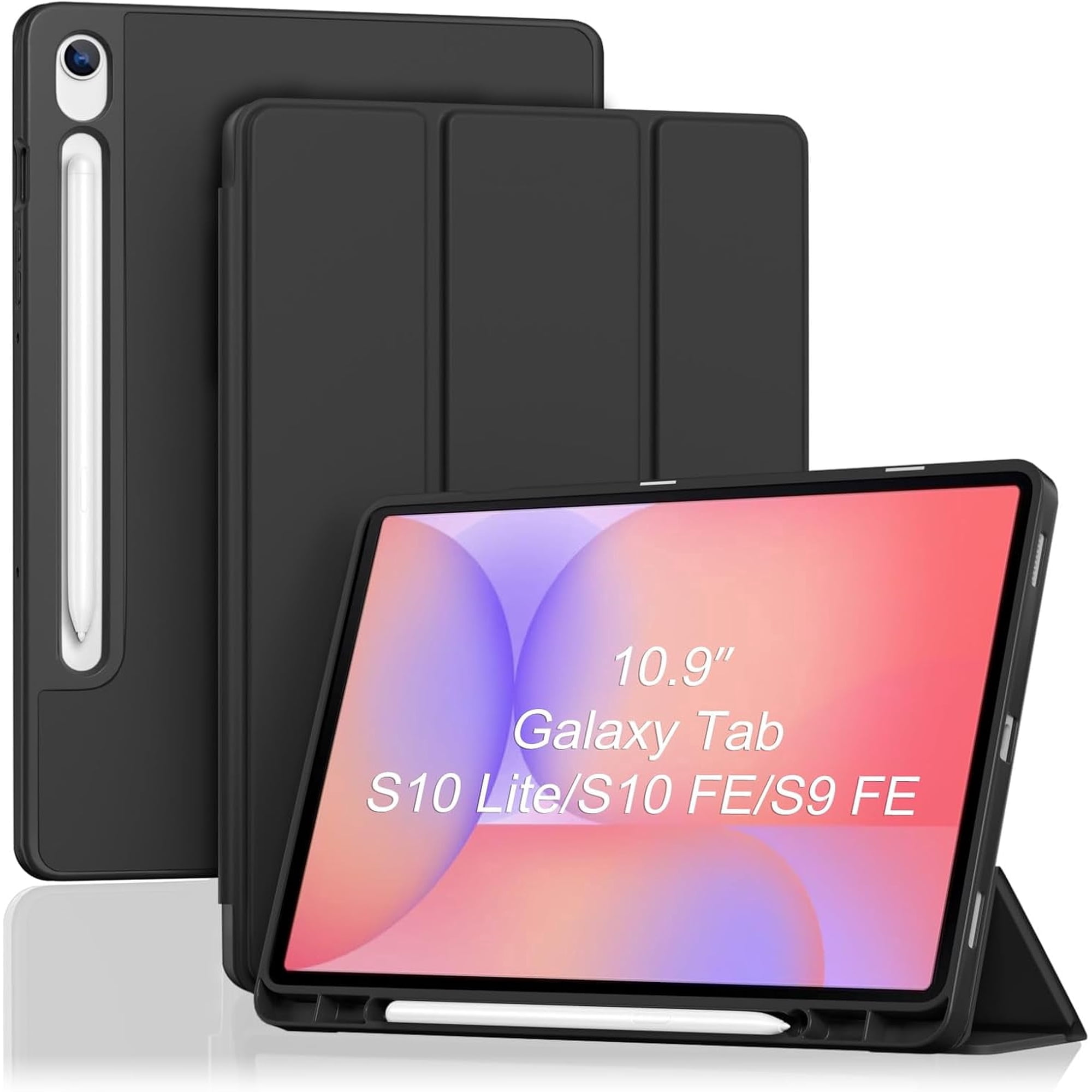 Procase Trifold Folio Case with TPU Back compatible with Galaxy Tab S10 Lite/ S10 FE/ S9 FE 10.9" -Black