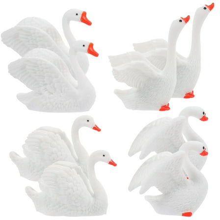 Soimiss 8Pcs Swan Ornament Resin Small Figurines White Tabletop Decor for DIY Projects