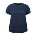 thumbnail image 5 of GRACE & GRANDEUR Women's Plus Size Summer Blouse Pointelle Knit Boat Neck Top Loose Raglan Sleeve Hollow Casual Blouses 1X Navy Blue, 5 of 7