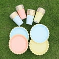 thumbnail image 5 of Solid Color Disposable Tableware Pink Blue Paper Plate Cup Baby Shower Wedding Party Decor Kids Adult Birthday Party Supplies, 5 of 9