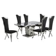 thumbnail image 1 of White Marble 7 piece Dining Set with Silver Stainless Steel Base, 1 of 4