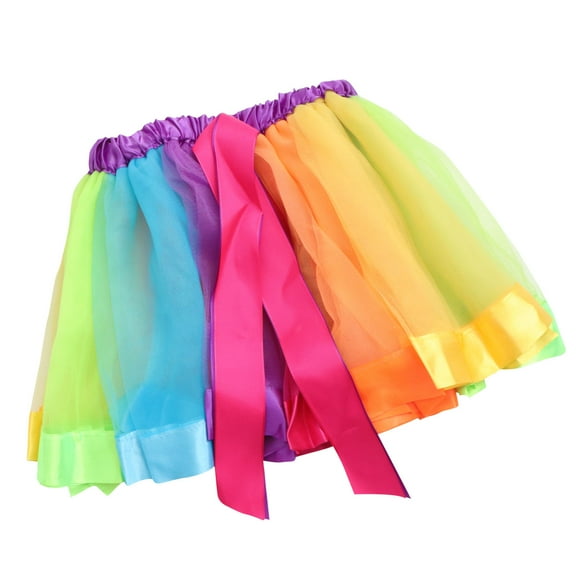 LEORX Toddler Tutu Skirt Rainbow Tutu Skirt Layered Polyester 1Pack for Stage Performance