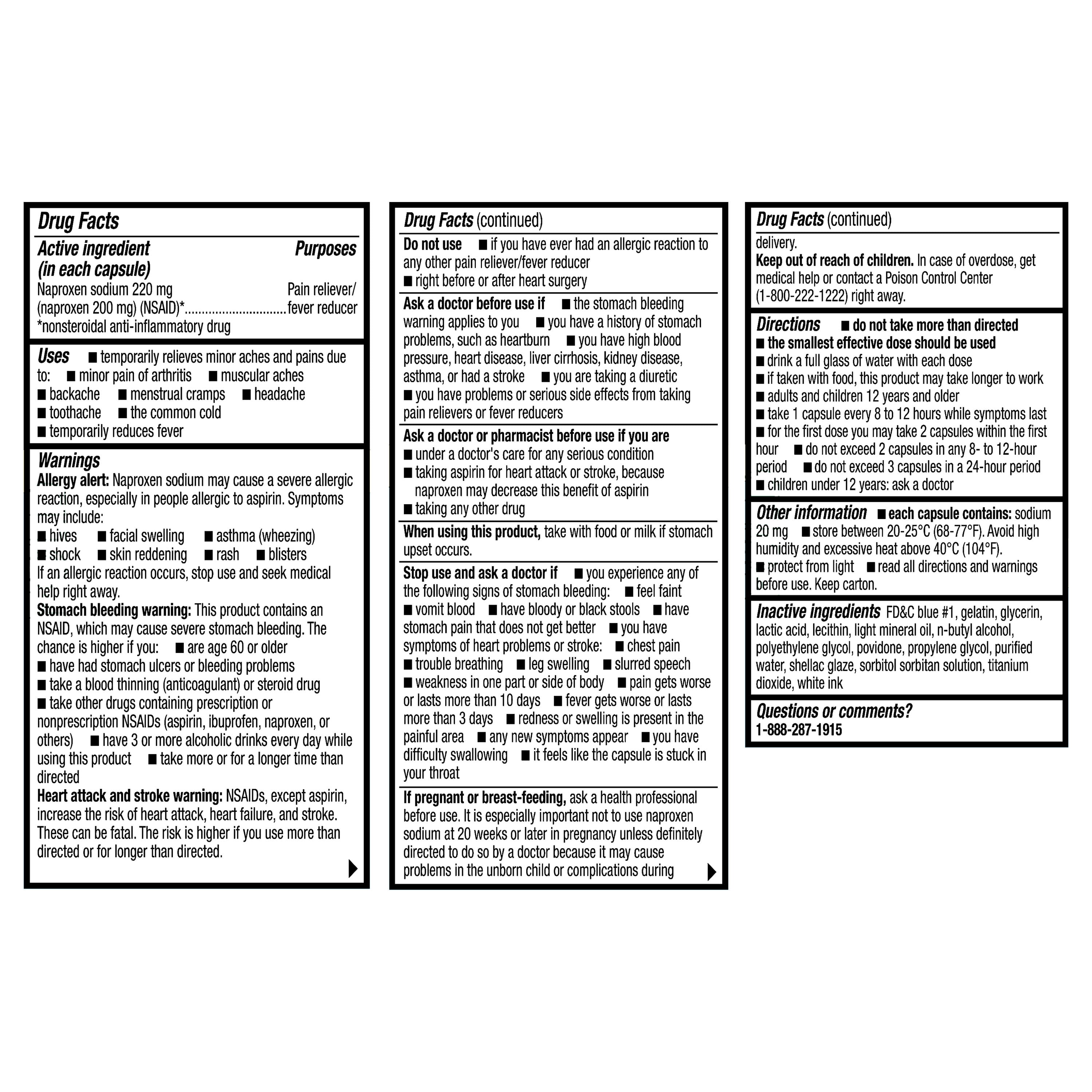 (4 pack) Equate All Day Pain Relief Naproxen Sodium Liquid Gels, 220 mg, 20 Count, Compare to ALEVEÂ® Liquid Gels Active Ingredient
