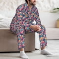 thumbnail image 7 of Daiia Skull flower leaf Plaid for Men's Long-Sleeved Pajama Set – Soft & Comfortable Sleepwear Button-Up Pajamas Cozy Lounge Wear-Medium, 7 of 7