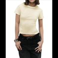 thumbnail image 1 of Camisetas de Algodón para Mujer, Cuello Redondo, Corta, Básicas, Informales, de Verano, Color Albaricoque, Talla M, 1 of 9